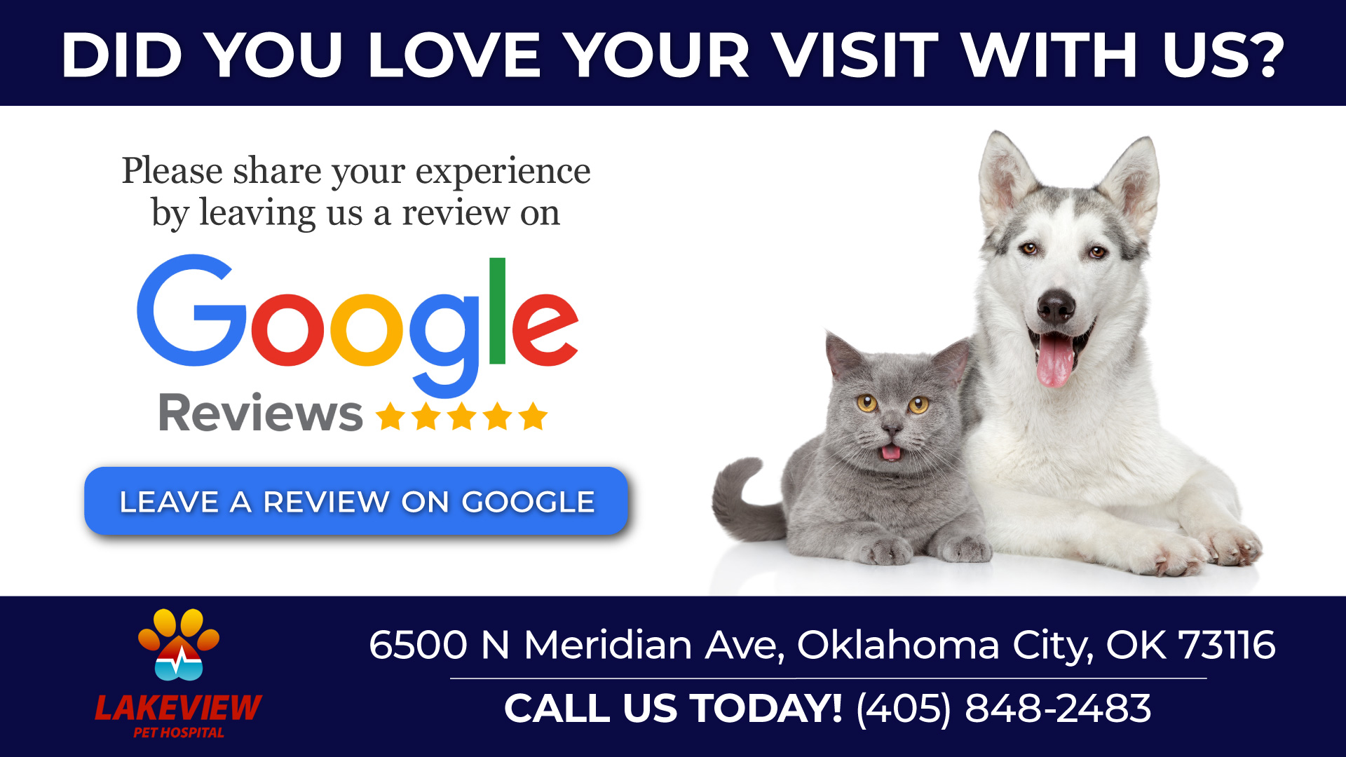 Review Us in Oklahoma City, OK - Lakeview Pet Hospital